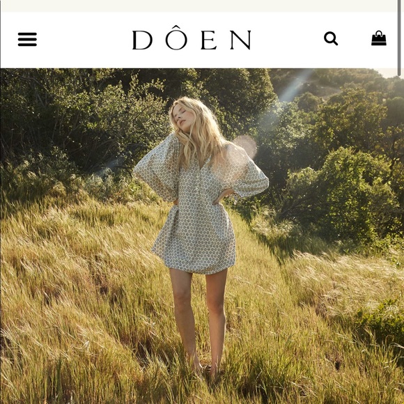 Doen Opal dress blue floral meadow sz L - Picture 3 of 14